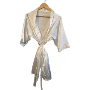 White Satin Bridal Robe - Size S/M